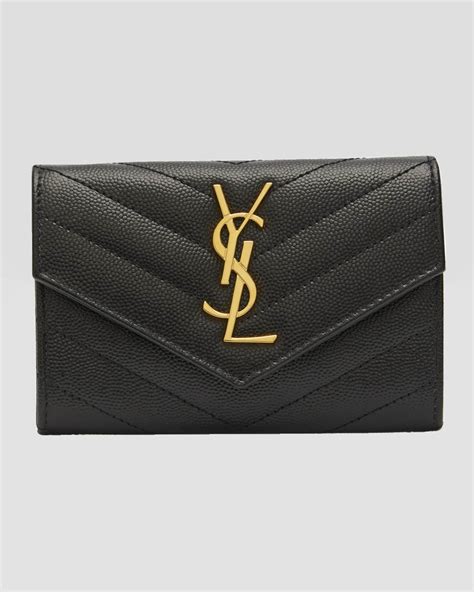 ysl monogram small flap wallet in grained leather|ysl monogram wallet price.